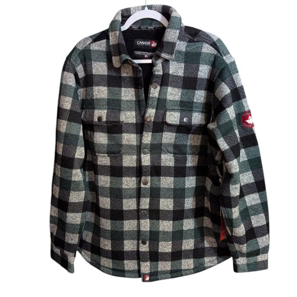 Men's NWT Canada Weather Gear sherpa lined shirt jacket, sycamore/black, size L